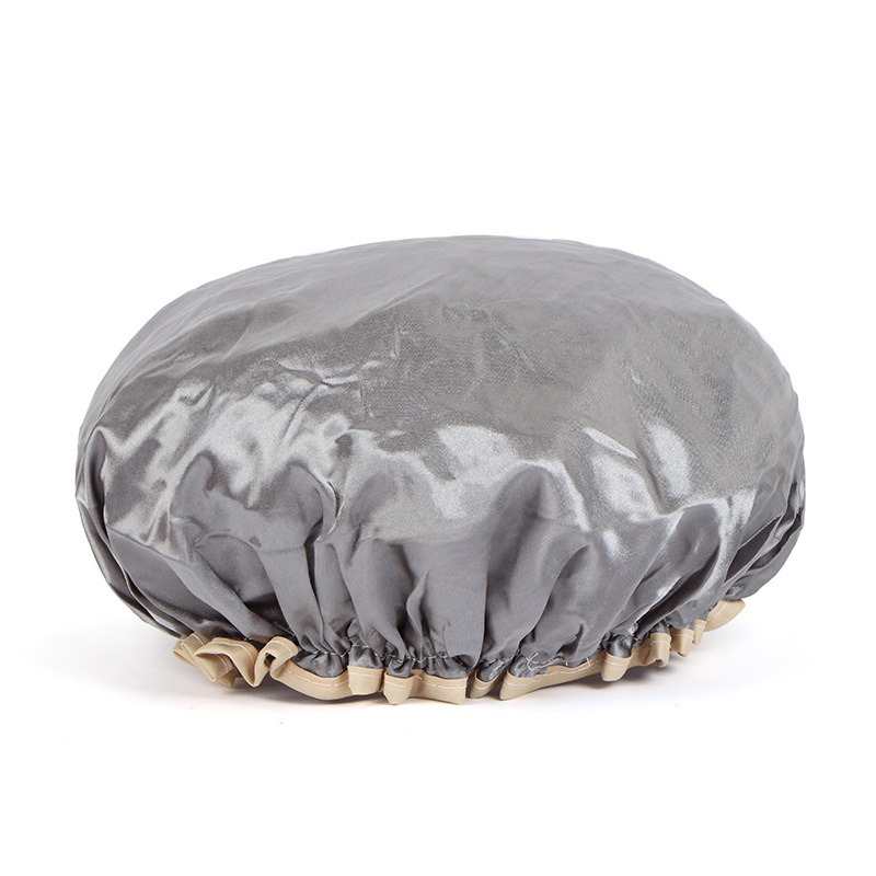 Satin Waterproof Double Layer Shower Cap