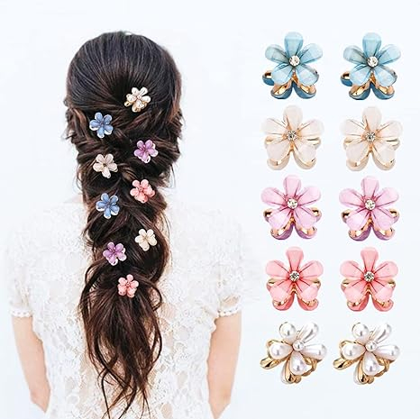 10 Pcs Mini Cute Flower-Shaped Hair Clips for Girls