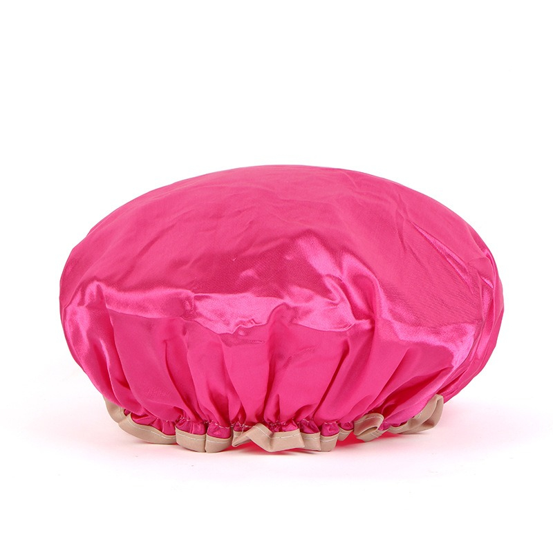 Satin Waterproof Double Layer Shower Cap
