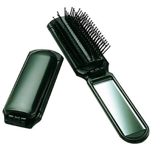 Folding Hair Brush with Mirror