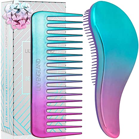 Lily England Detangling Brush and Wide Tooth Comb Set
