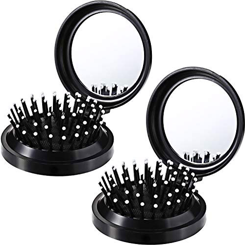 Folding Travel Mirror Hair Brushes Round Folding Pocket